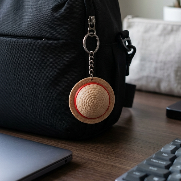 One Piece Straw Hat Keychain | Luffy Anime Key Ring & Bag Accessory